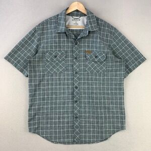 Orvis Classic Button Up Shirt Mens Medium Green Plaid Short Sleeve Performance